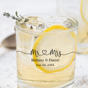 Vaso De Whiskey Modern Calligraphy Heart Mr. and Mrs. Boda