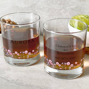 Vaso De Whiskey Moderna fiesta de Boda de flores silvestres