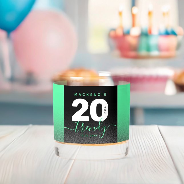 Vaso De Whiskey Moderna Mint Green 20 y de moda (Insitu (Baby Shower))