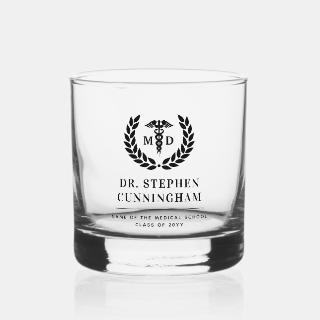 Vaso De Whiskey Moderno Médico de Medicine Med School Graduado (Anverso)