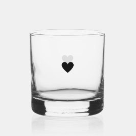 Vaso De Whiskey Moderno Minimalista Corazón negro Personalizado si
