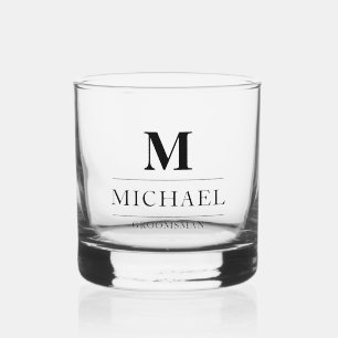 Vaso De Whiskey Moderno y elegante Groomsmen Regalos Monograma Mej
