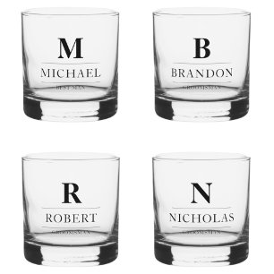 Vaso De Whiskey Moderno y elegante Groomsmen Regalos Monograma Mej