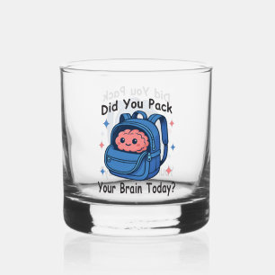 Vaso De Whiskey Mono «¿Has metido tu cerebro hoy?» con juego de pa