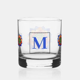 Vaso De Whiskey Monograma Acuarela Moderno de Suculentas Coloridas