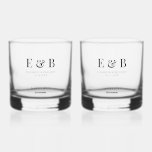 Vaso De Whiskey Monograma Boda Groomsman Regalo personalizado negr<br><div class="desc">Monograma boda personalizado regalo de vaso de whisky para los padrinos.</div>