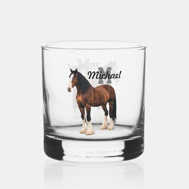Vaso De Whiskey Monograma Clydesdale Borrador de Granja de Animale (Anverso)