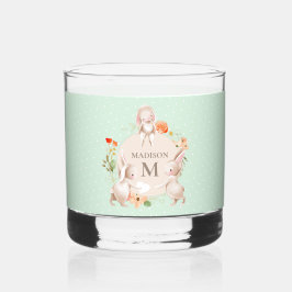 Vaso De Whiskey Monograma Conejo Conejo Floral Pascua Personalizad