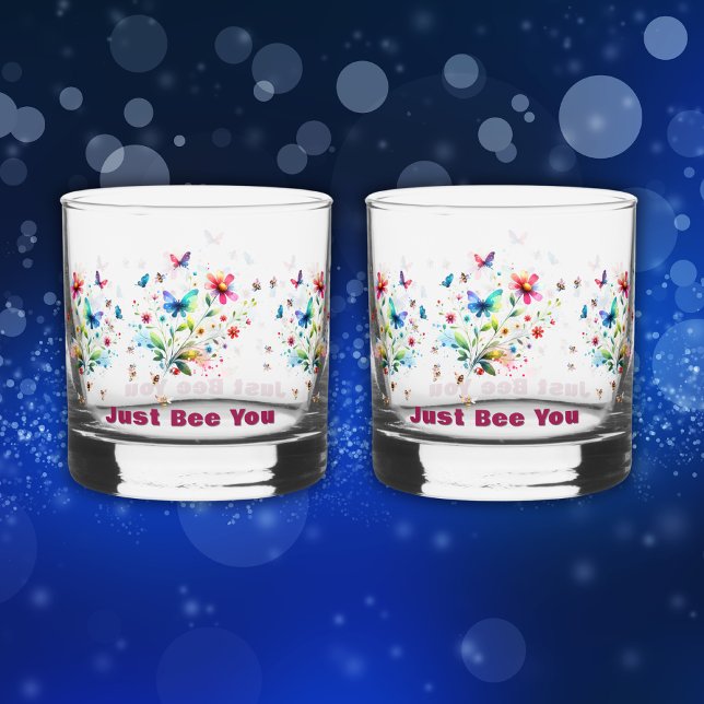 Vaso De Whiskey Monograma de acuarela floral simple (Subido por el creador)