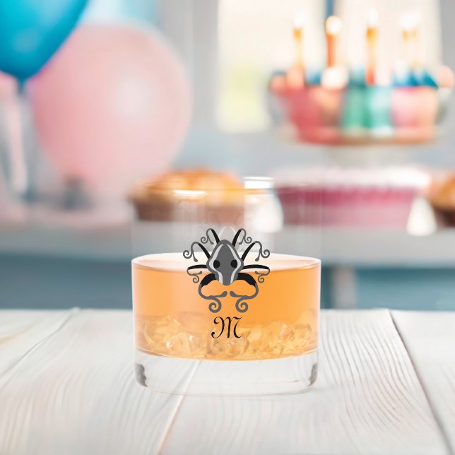 Vaso De Whiskey Monograma de calamar gris (Insitu (Baby Shower))