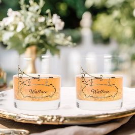 Vaso De Whiskey Monograma de Rótulo colgante de mármol negro