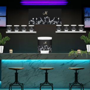 Vaso De Whiskey Monograma de vidrio negro Whiskey Cubos de hielo e