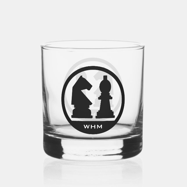 Vaso De Whiskey Monograma del personalizado CHESS (Anverso)