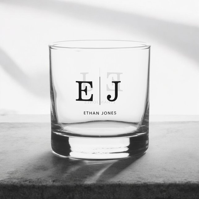 Vaso De Whiskey Monograma Elegante Simple Whiskey Glass (Subido por el creador)