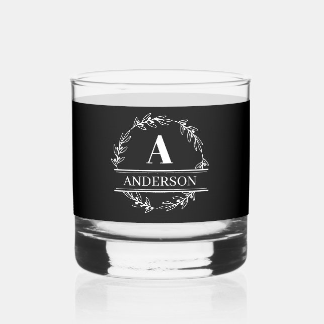 Vaso De Whiskey Monograma Glass Whiskey Black and White (Anverso)