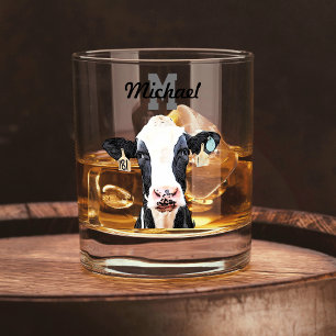 Vaso De Whiskey Monograma Holstein Cow Dairy Farm Livestein