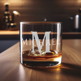 Vaso De Whiskey Monograma inicial de nombre personalizado moderno 
