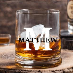 VASO DE WHISKEY MONOGRAMA INICIAL DE NOMBRE PERSONALIZADO PERSONAL