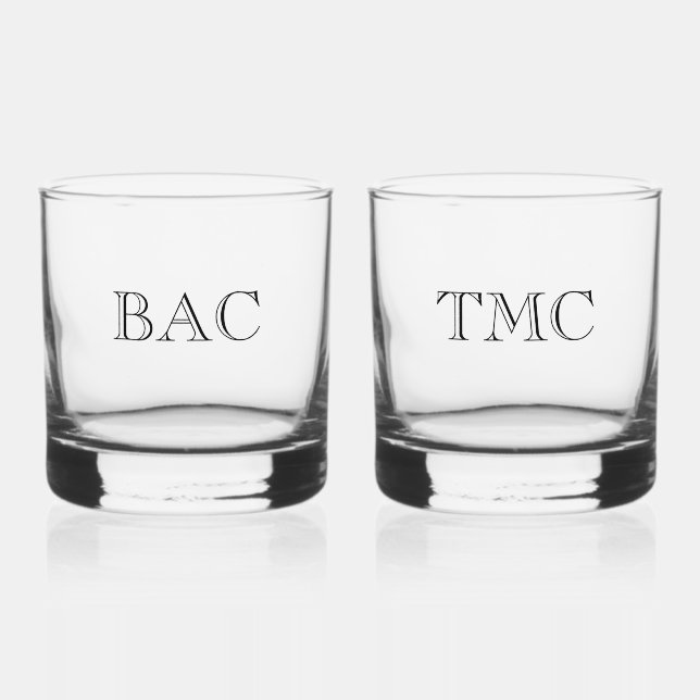 Vaso De Whiskey Monograma Iniciales Clásica Pareja Boda Sin tiempo (Anverso)