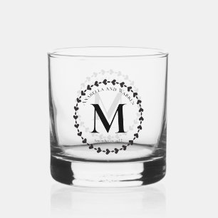 Vaso De Whiskey Monograma Minimalista moderno simple y nombre fami
