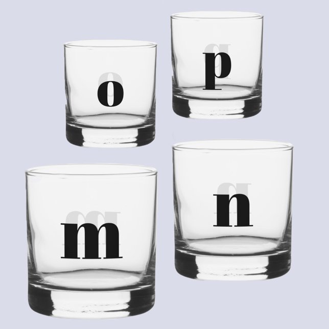 Vaso De Whiskey Monograma moderno simple personalizado inicial (Personalized monogram initial lower case modern glass)