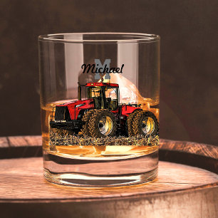 Vaso De Whiskey Monograma Nombre Tractor Granja de Agricultores