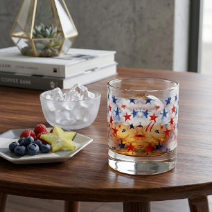 Vaso De Whiskey Monograma surtido de estrellas patrióticas america