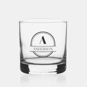 Vaso De Whiskey Monograma Vidrio Whiskey Mínimo Blanco y Negro