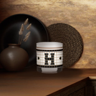 Vaso De Whiskey Monograma vintage de bistró Tile negro y oro