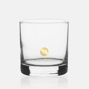 Vaso De Whiskey Monograma y nombre masculino personalizado de oro