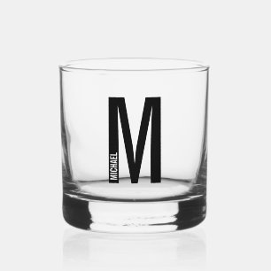 Vaso De Whiskey Monograma y nombre negrita personalizado moderno