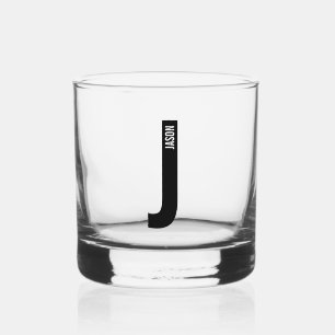 Vaso De Whiskey Monograma y nombre negrita personalizado moderno