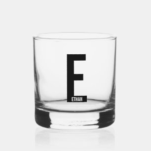 Vaso De Whiskey Monograma y nombre negrita personalizado moderno
