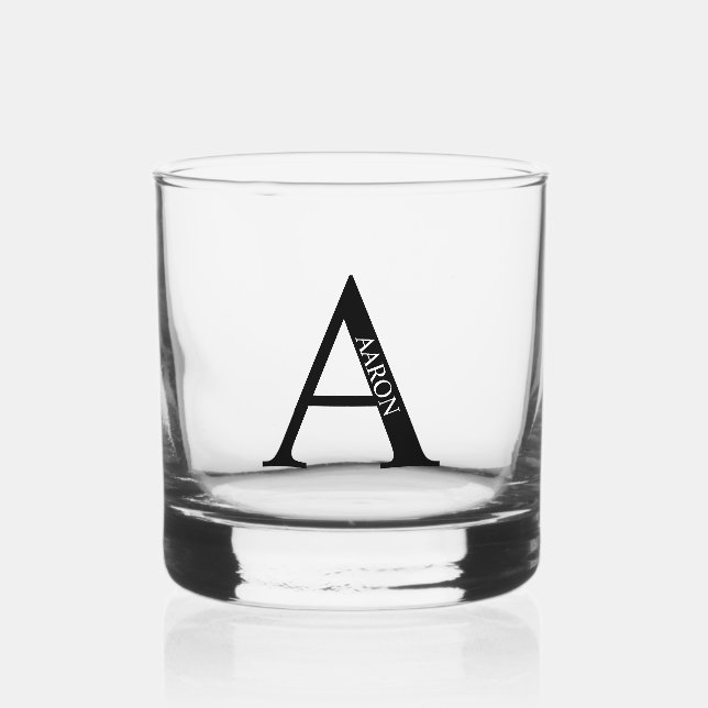 Vaso De Whiskey Monograma y nombre personalizados (Anverso)