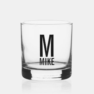 Vaso De Whiskey Monograma y nombre personalizados modernos
