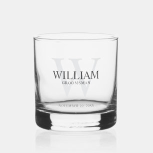 Vaso De Whiskey Monograma y nombre personalizados para los padrino