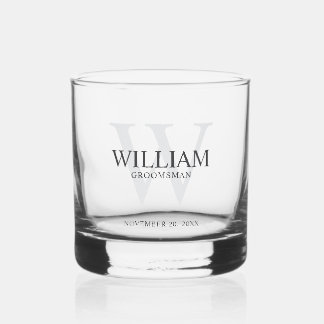 Vaso De Whiskey Monograma y nombre personalizados para los padrino