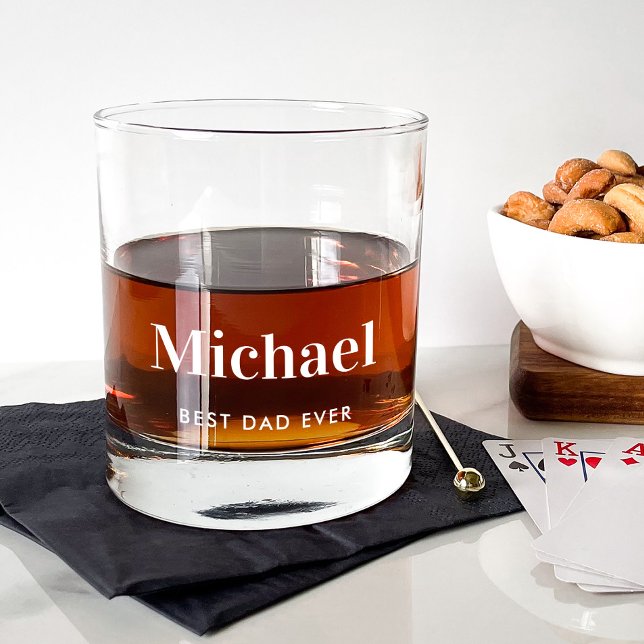 Vaso De Whiskey Monogramado al mejor papá personalizado (Subido por el creador)