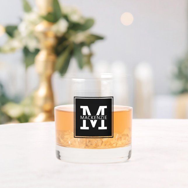 Vaso De Whiskey Monogramado moderno y Minimalista personalizado (Insitu (Boda))