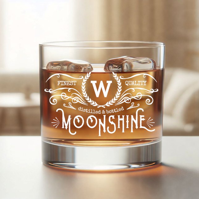 Vaso De Whiskey Moonshine Monograma personalizado Aspecto de cosec (Subido por el creador)