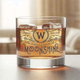 Vaso De Whiskey Moonshine Personalizado Monograma Vintage