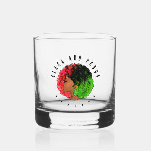 Vaso De Whiskey Mujer niña negra panafricana orgullo afro verde ro