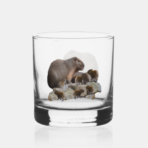 Vaso De Whiskey Mummy Y Baby Capybaras,