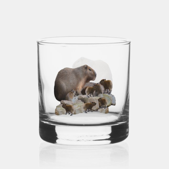 Vaso De Whiskey Mummy Y Baby Capybaras, (Anverso)