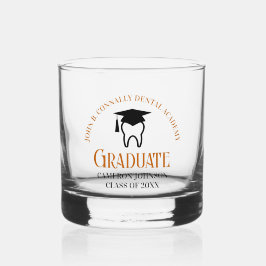 Vaso De Whiskey Naranja Personalizado de la Escuela Dental Graduac