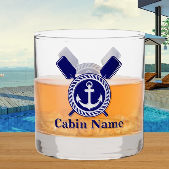 Vaso De Whiskey Nautical Nautical Nombre Anchor Naval Azul (Subido por el creador)