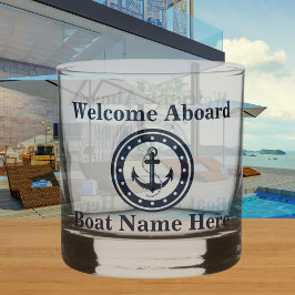 Vaso De Whiskey Nautical Nautical Nombre Anchor Naval Azul