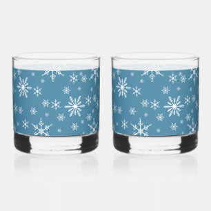 Vaso De Whiskey Navidades Hacen Snowflake Con El Azul
