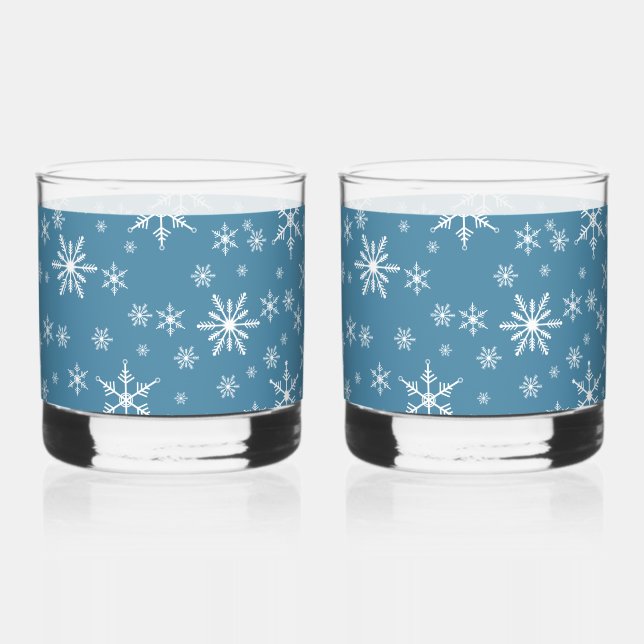 Vaso De Whiskey Navidades Hacen Snowflake Con El Azul (Anverso)