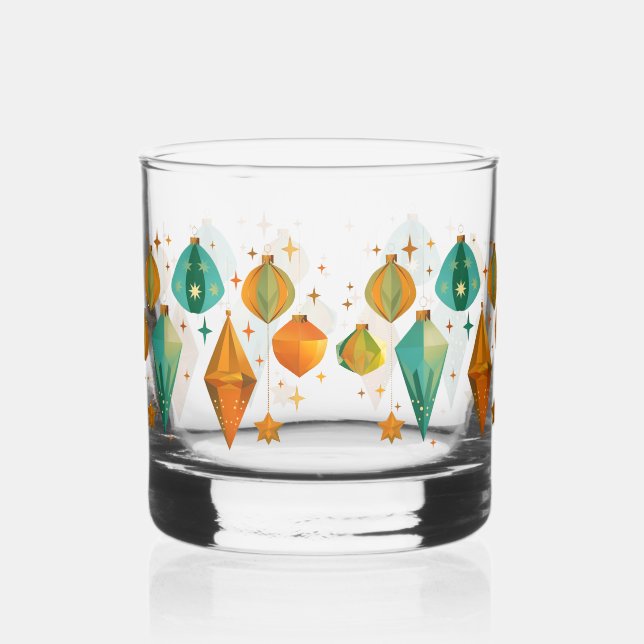 Vaso De Whiskey Navidades retro a mediados del siglo moderno (Anverso)